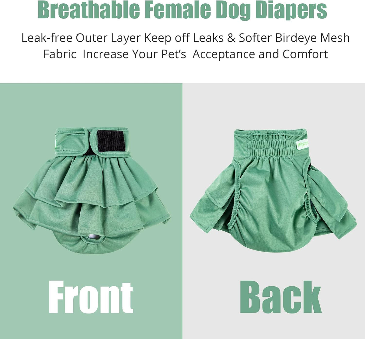 wegreeco Dog Diapers Female - Medium (Pack of 3) / Yellow, Green, Pink - image 4
