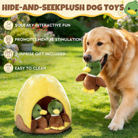 Hide and Seek Squeaky Dog Plush Toy Carrot and Bunny Set - duck - image 4
