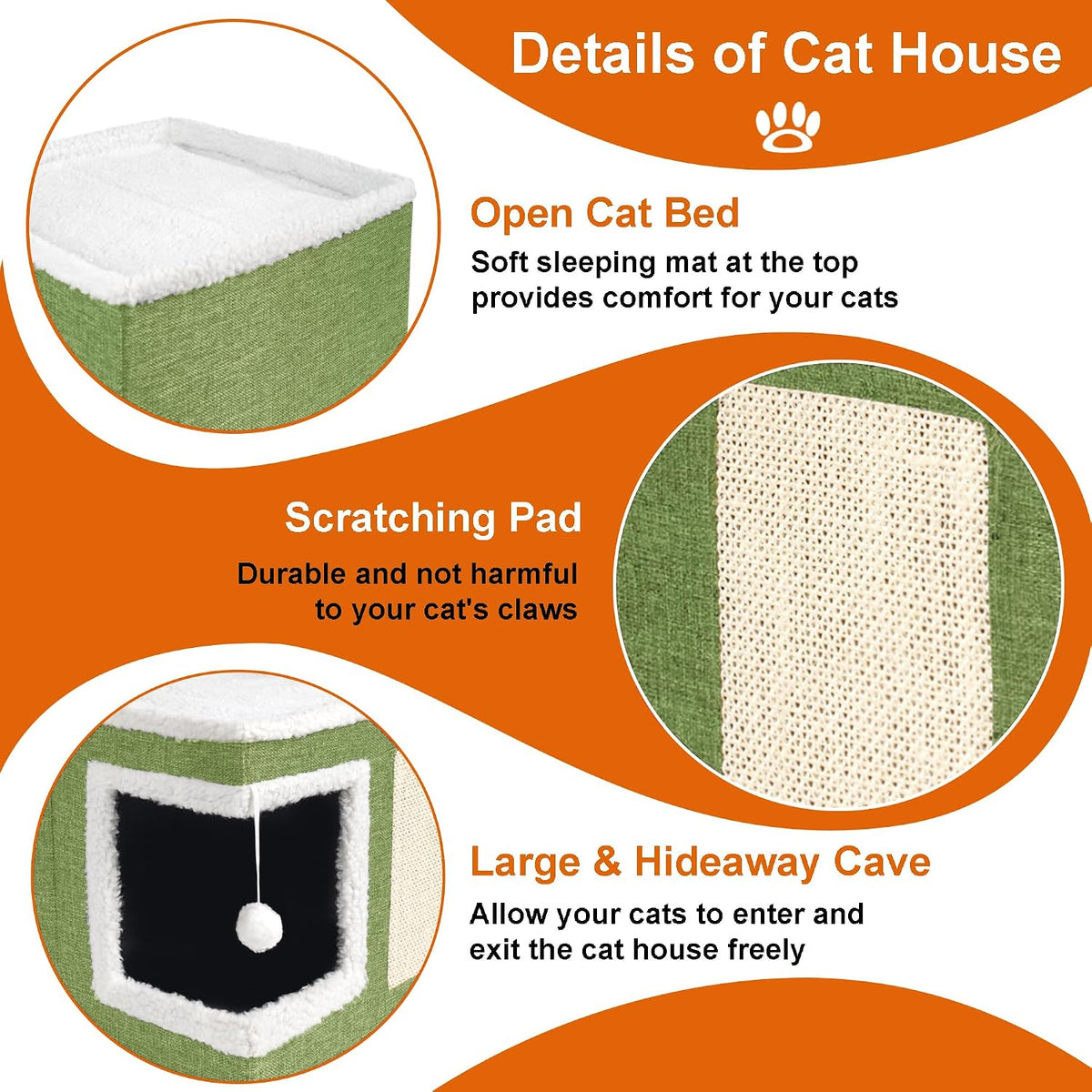 Loyareal Cat Houses for Indoor Cats - S / Green - image 4