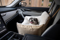 Best Pet Supplies Elevated Dog Car Seat for Small Dogs - Booster (Brown) / 21" x 20" x 14"