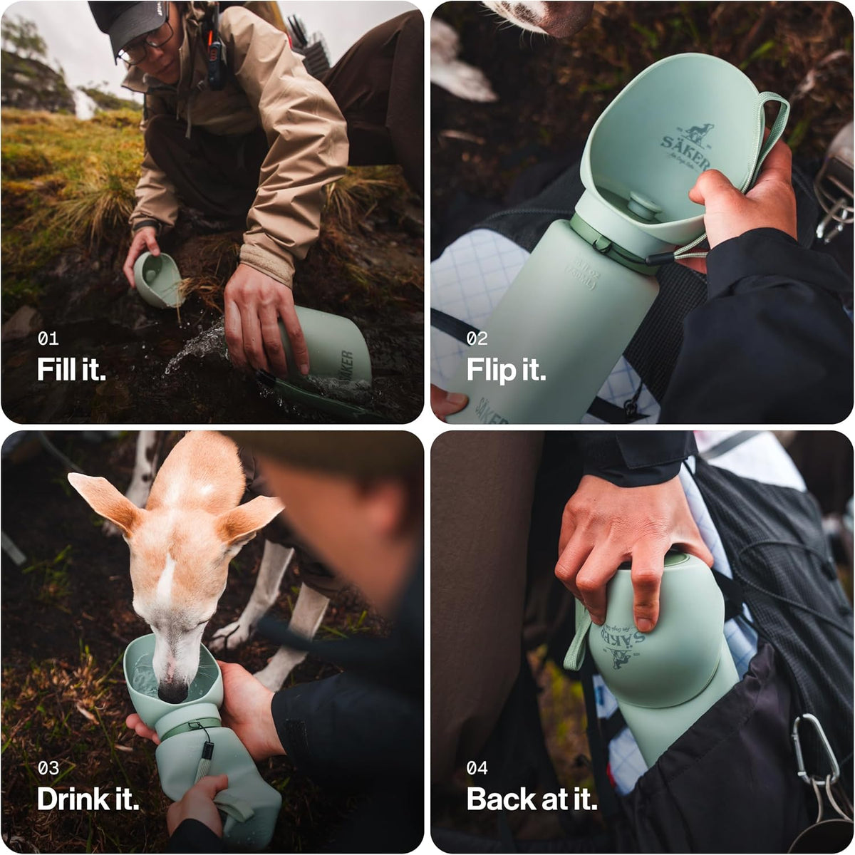 SÄKER Portable Dog Water Bottle - Olive / 750ml - image 3