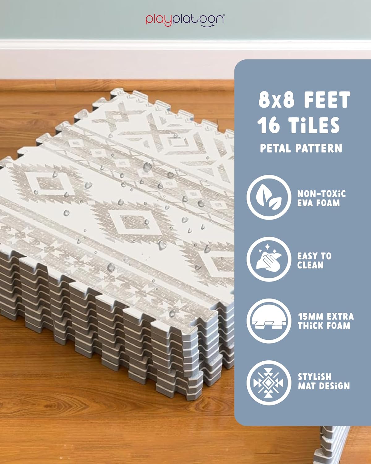 Play Platoon Kids Play Mat, 9 Tile 72x72 Inch - 96"L x 96"W x 0.6"Th / Canyon - image 4