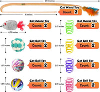 Cat Toys Set for Indoor Cats – 18PCS Cat Toys with Teaser Wand, Mouse, Ball, Spring Toys for Kittens, Interactive Cat Teaser Toys for Bored Cats Exercise and Play
