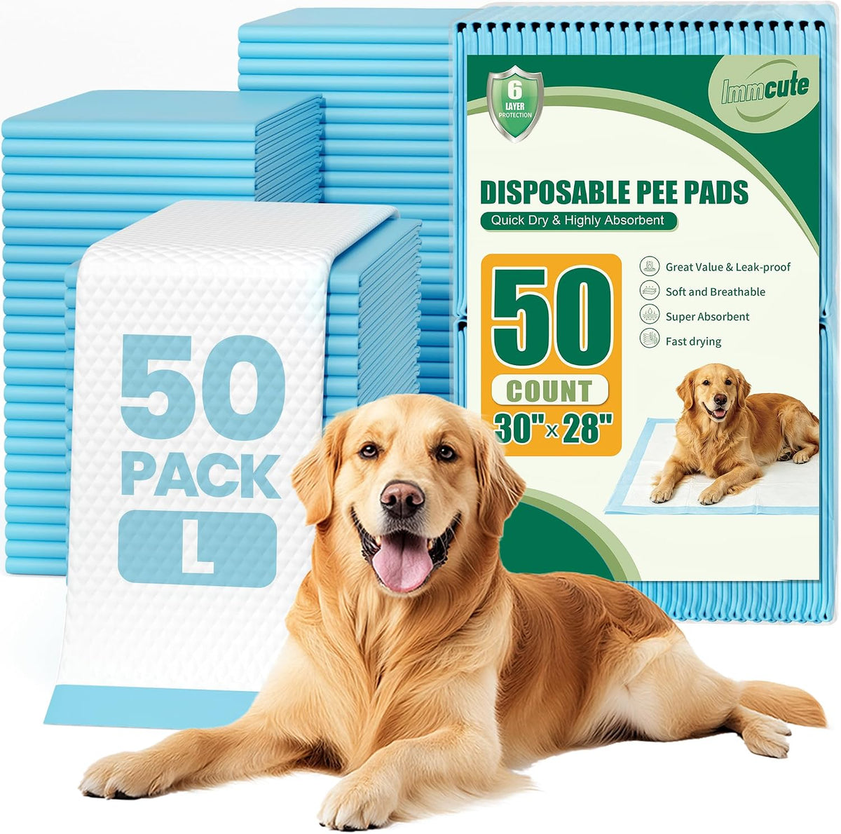 100 Count Large Dog & Cat Puppy Pee Pads - 30" x 28" (50 Count)