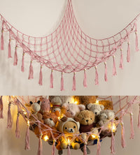 Stuffed Animal Toy Storage Hammock with LED Light - Pink / XL (43"*43"*55")