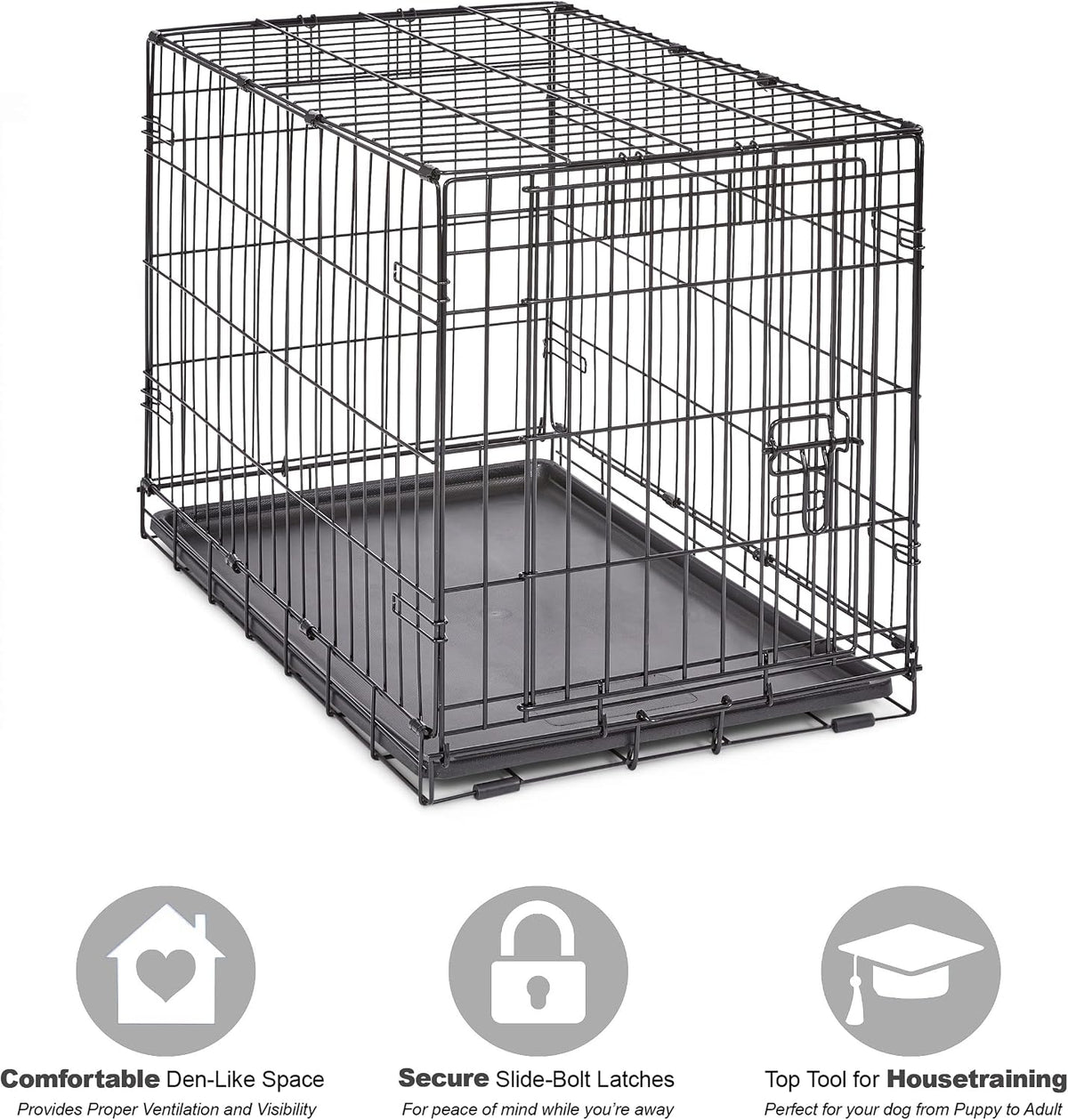 New World by Midwest 42-Inch Single Door Crate, for Large Breeds - Single Door - Black / Small (30"L) - image 3