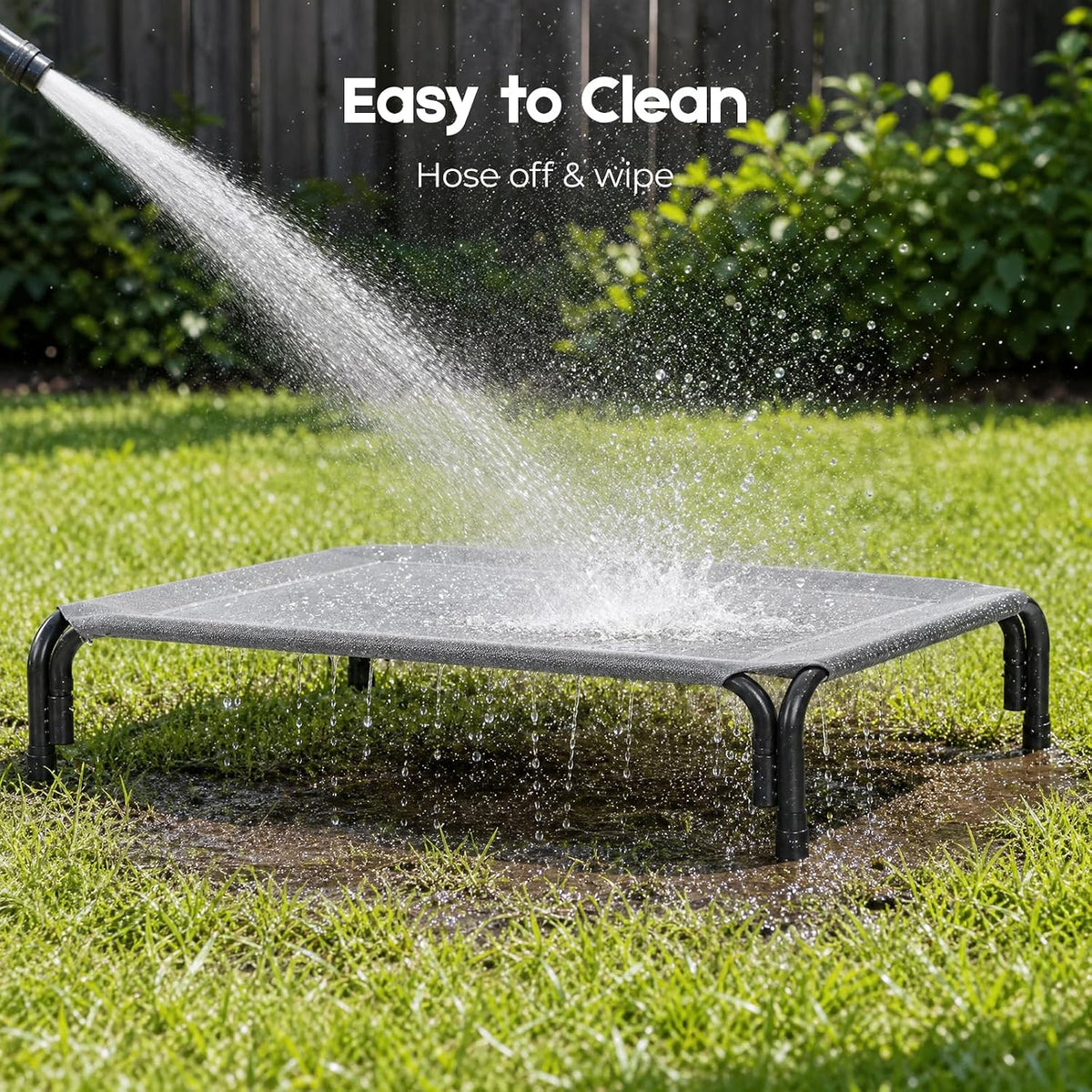 Elevated Dog Bed Raised Outdoor Dog Cot for Large Dogs - M-35.4"L×25.6"W×7.9"Th / Grey - image 3