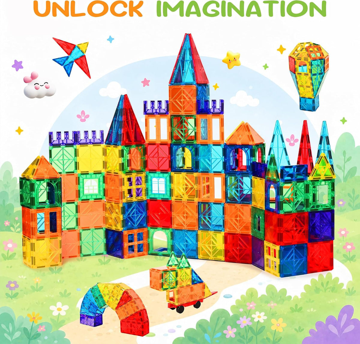 cossy 100 Pcs Magnetic Tiles - 100 Pieces - image 4