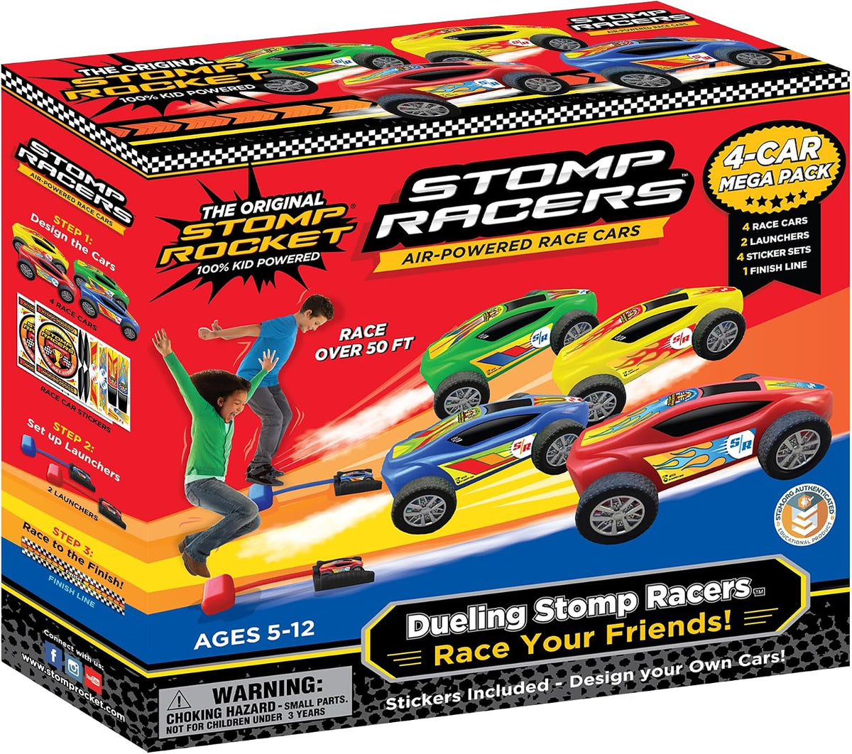 Dueling Stomp Racers by Stomp Rocket, Air Powered Race Car Set – Fun for Kids & Family - Mega Pack