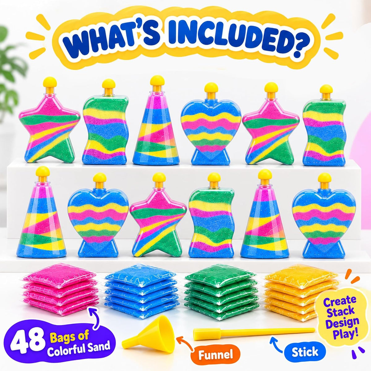 Sand Art Kits for Kids, Colored Sand Bottle Crafts & Party Favors – Fun for Kids & Family - 24 Pack - image 2
