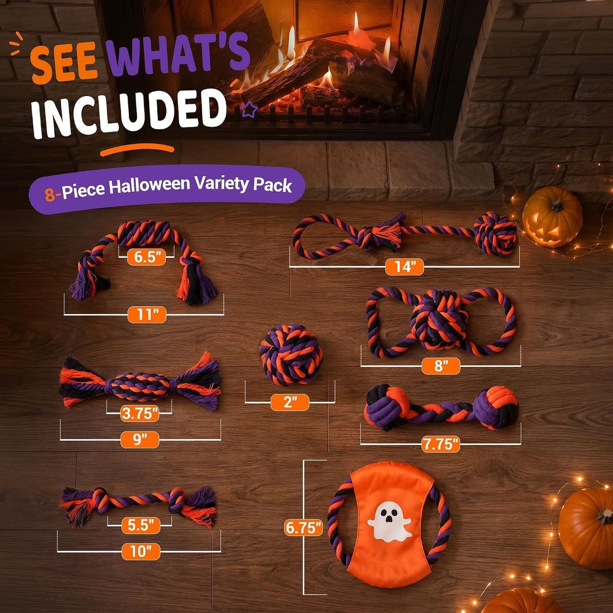 Pacific Pups Products Halloween Dog Toys 8-Pack for Small Dogs - Small Dog 8 Pack - image 2