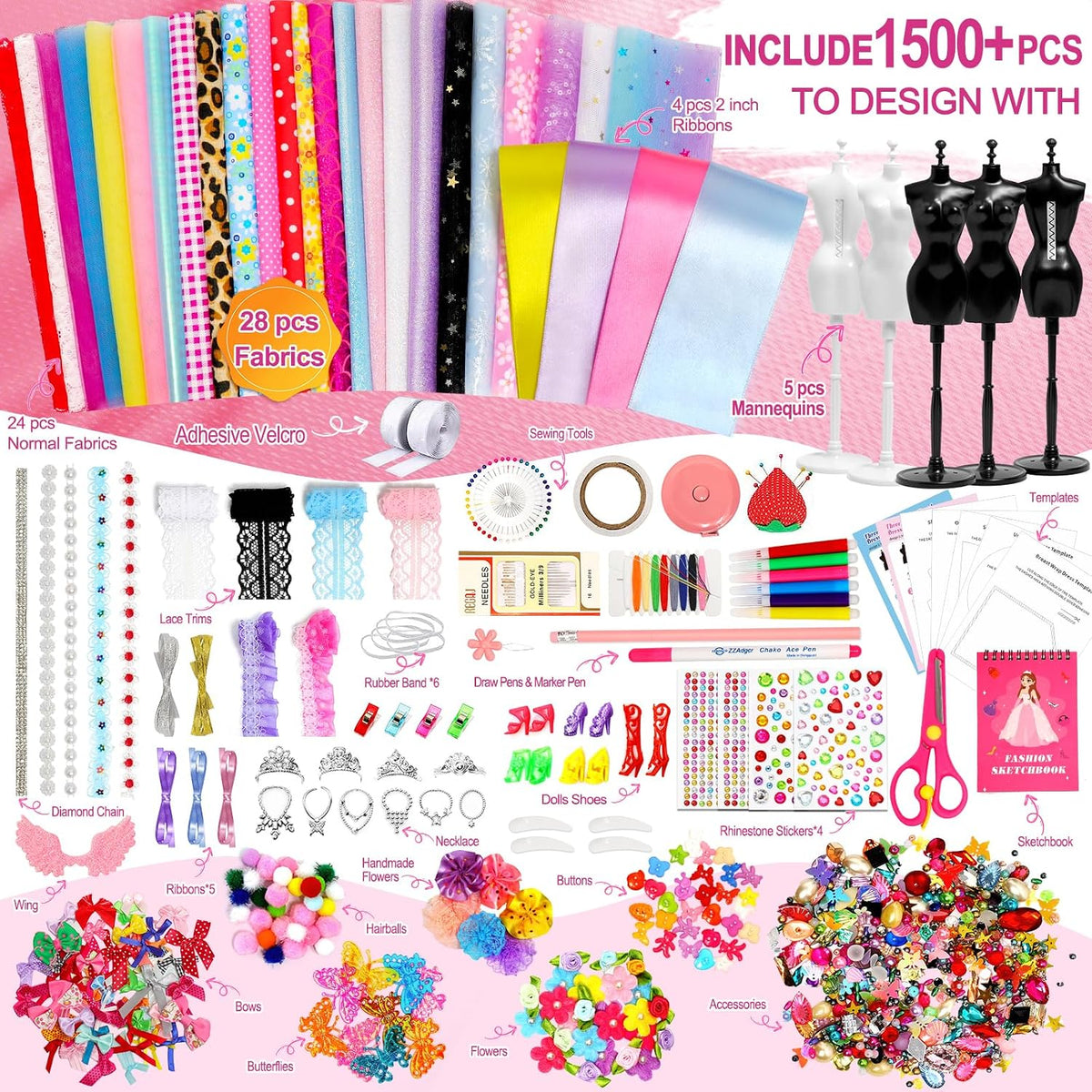 Axirata 1500+PCS Fashion Designer Kit for Girls with Fashion - 1500+PCS Fashion Design Kit - image 2