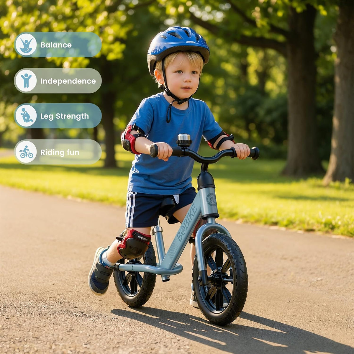 Bobike Toddler Balance Bike Toys for 2 to 5 Year Old Girls Boys - Blue-Light / Light - image 2