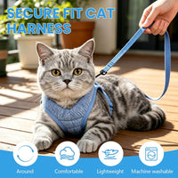 Cat Harness and Leash - Ultra Light Escape Proof Kitten Collar Cat Walking Jacket with Running - Blue / Small - image 2