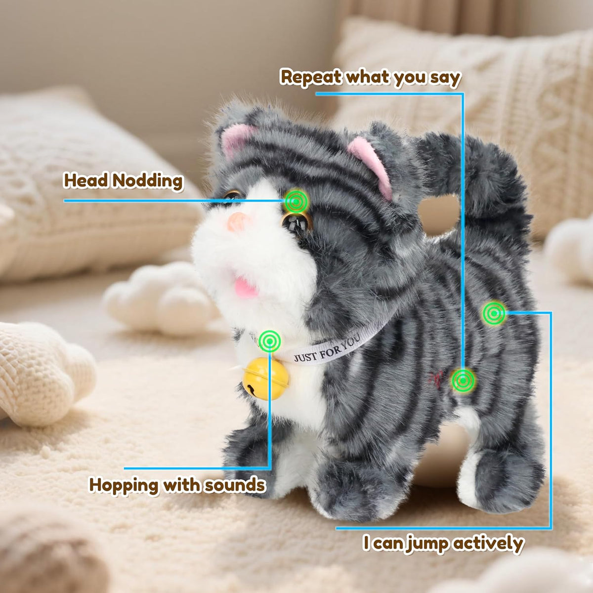 Easfan Walking Dog Toy for Kids Barking Interactive Puppy Stuffed - Tabby cat - image 2