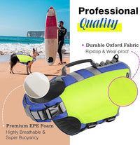 Pawaboo Reflective Dog Life Jacket, Dog Safety Vest Adjustable Pet Life Preserver with Strong Buoyancy & Sturdy Rescue Handle, Dogs Lifesaver Vests for Boating, Swimming, L, Bright Yellow