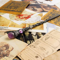 Rileryan handcrafted wooden wizard wand with purple amethyst crystal, about 13 inches long - view 8