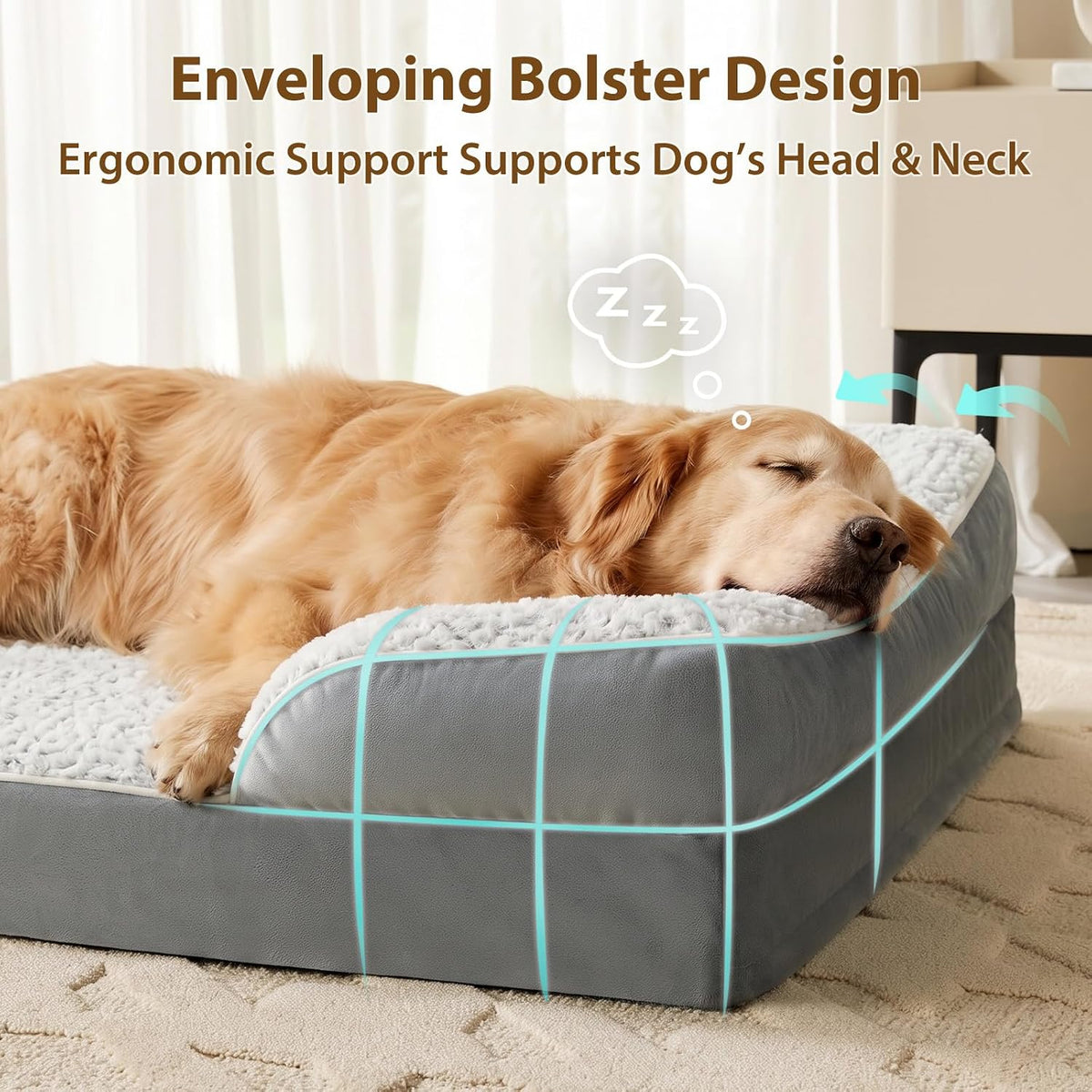Washable Orthopedic Dog Bed - Grey / 36"L x 27"W x 6.5"Th - image 2