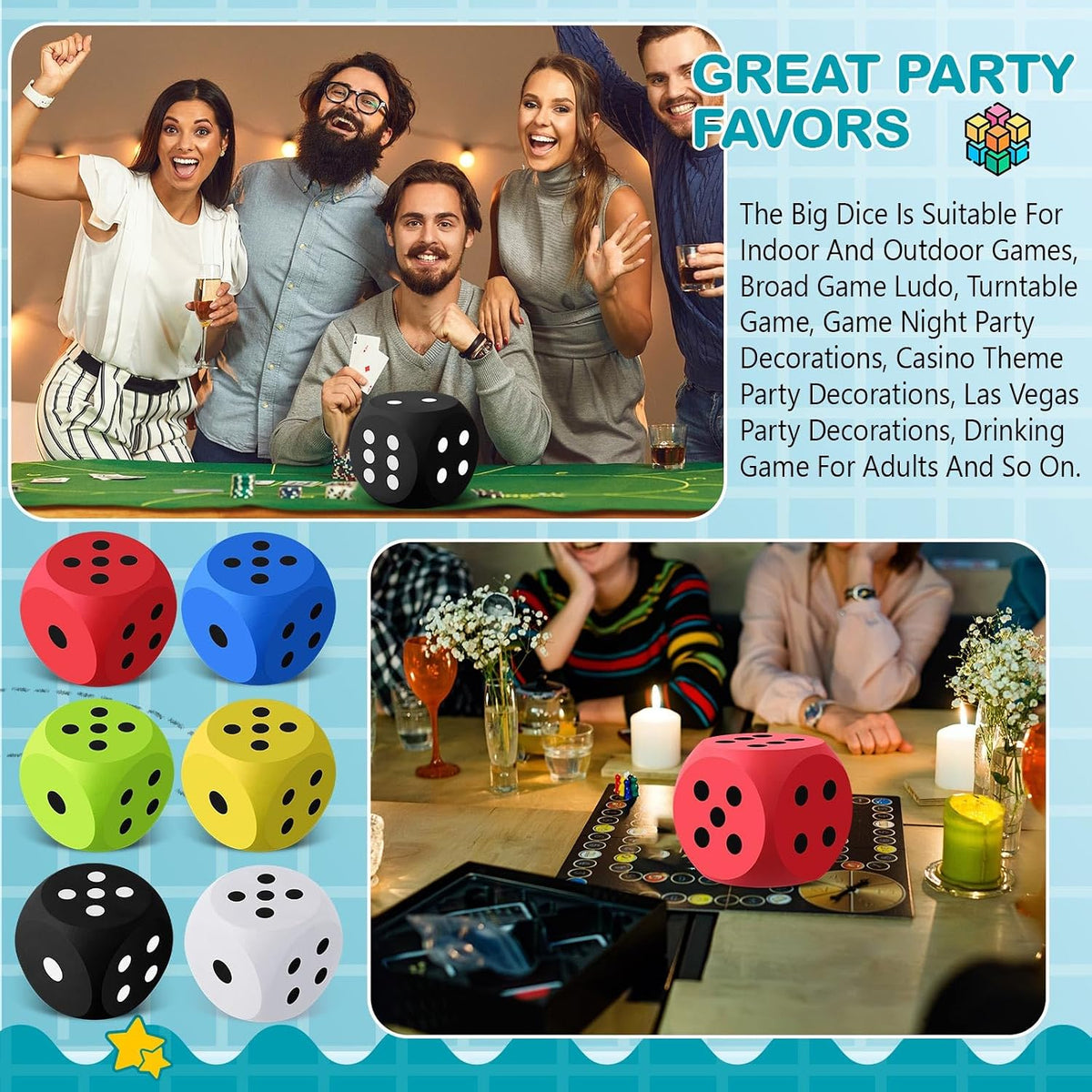 Shappy 6 Inch Foam Dice Big Dice Jumbo Large Cube, 1 Pc - Multicolor / 4 - image 4