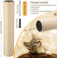 Cat scratching post replacement set with 2 sisal poles, M8 screws and Allen key - view 2