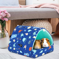 UPINS 2 Pack Guinea Pig Hideout, Washable Small Animal House Bed – Daily Care for Small Pets - 6.8 x 7.4 inch / Blue Orange - image 4