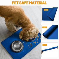 Hubulk Dog Feeding Mat,100% Waterproof Food Grade Silicone Pet Food and Water Bowl - Navy / 28"l X 18"w - image 3