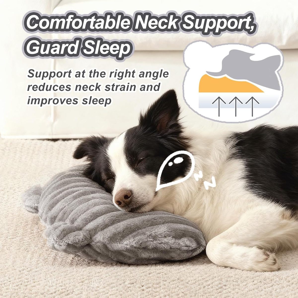 Dog Calming Pillow, Soft and Neck-Friendly - X-Large ( 17" × 10" ) / Gray - image 2