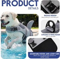 ASENKU Dog Life Jacket, Pet Safety Vest for Swimming & Boating - Large / Grey - image 3