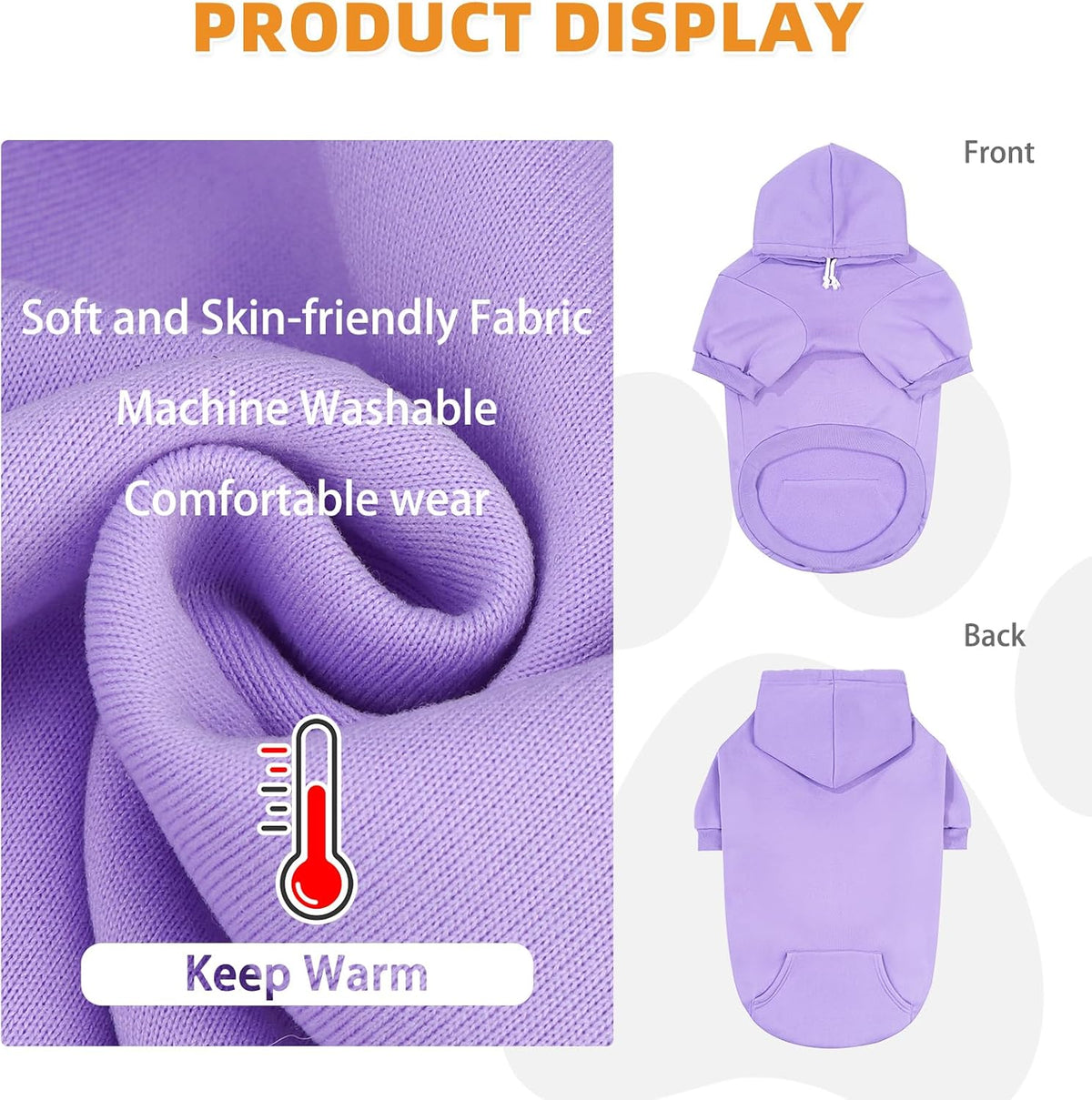 Dog Hoodie for Large Medium Small Dogs - Lavender / Small/Medium - image 3