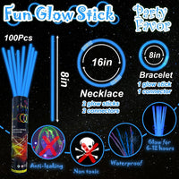 ILHSTY 100 pack green 8 inch glow sticks with connectors for necklaces - view 14