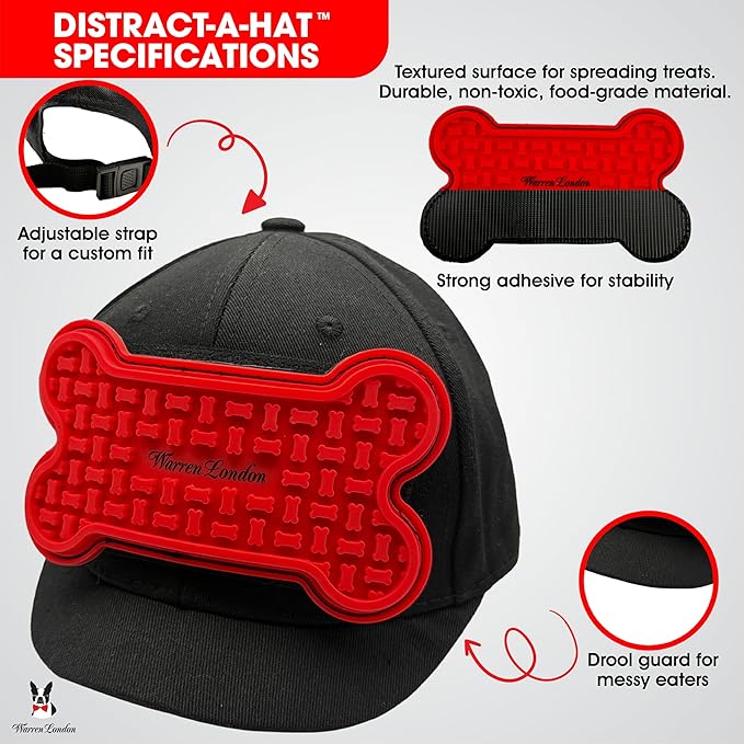 Warren London Hat/Snack Combo - Distract-A-Hat™ Grooming Distraction Tool + 8 oz All-Natural Roasted Peanut Dog Peanut Butter, Xylitol-Free Enrichment & Anxiety-Relief, $42 Value for $34.99