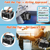 Petskd Top-Expandable Pet Carrier 17x12x8.5 Inches JetBlue Allegiant Spirit Airline Approved, Soft-Sided Carrier for Small Cats and Dogs with Locking Safety Zippers and Anti-Scratch Mesh(Grey)