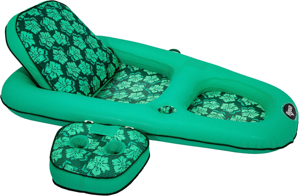 Aqua Campania Ultimate 2-in-1 Pool Float Lounge - One Size / Campania Multi Teal Floral - Large