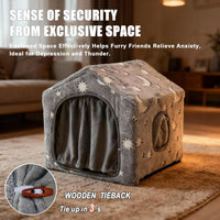 Indoor Dog House, Soft Warm Glow Dog Cave for Medium & Large Dogs – Essentials for Dogs - M (18"×18"×18") / Grey - image 4