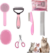 Cat Grooming Kit, 6-Piece Deshedding Brush Set, Pink – Essentials for Cats - Pink