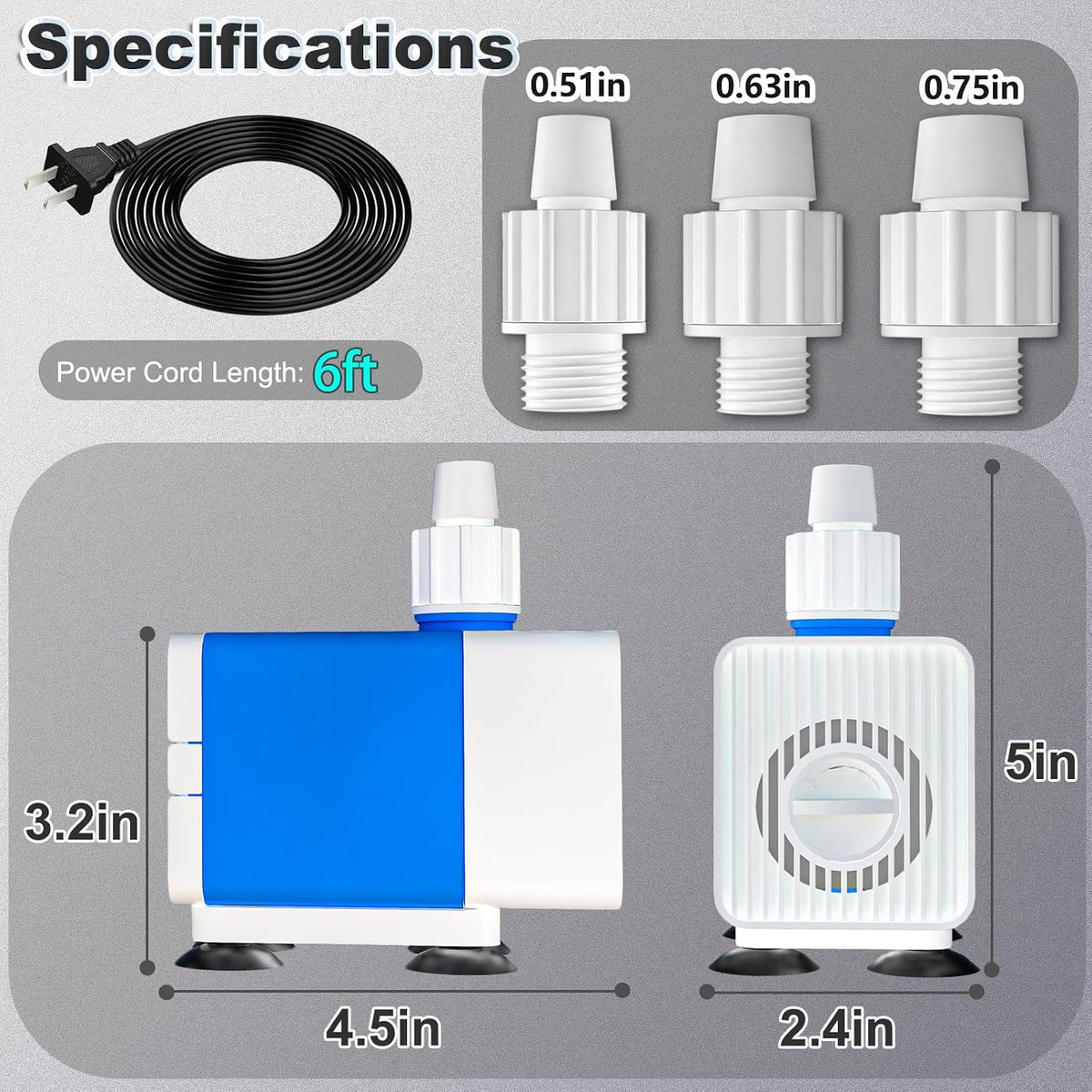 SongLong Submersible Pump 200GPH 5.2ft. High Lift for Fountains – Essentials for Fish - Water Pump 400GPH+5.9ft - image 2