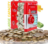 Piggy Bank for Kids Girls Boys with Password Code Lock Cash Coin Can - Red - image 3