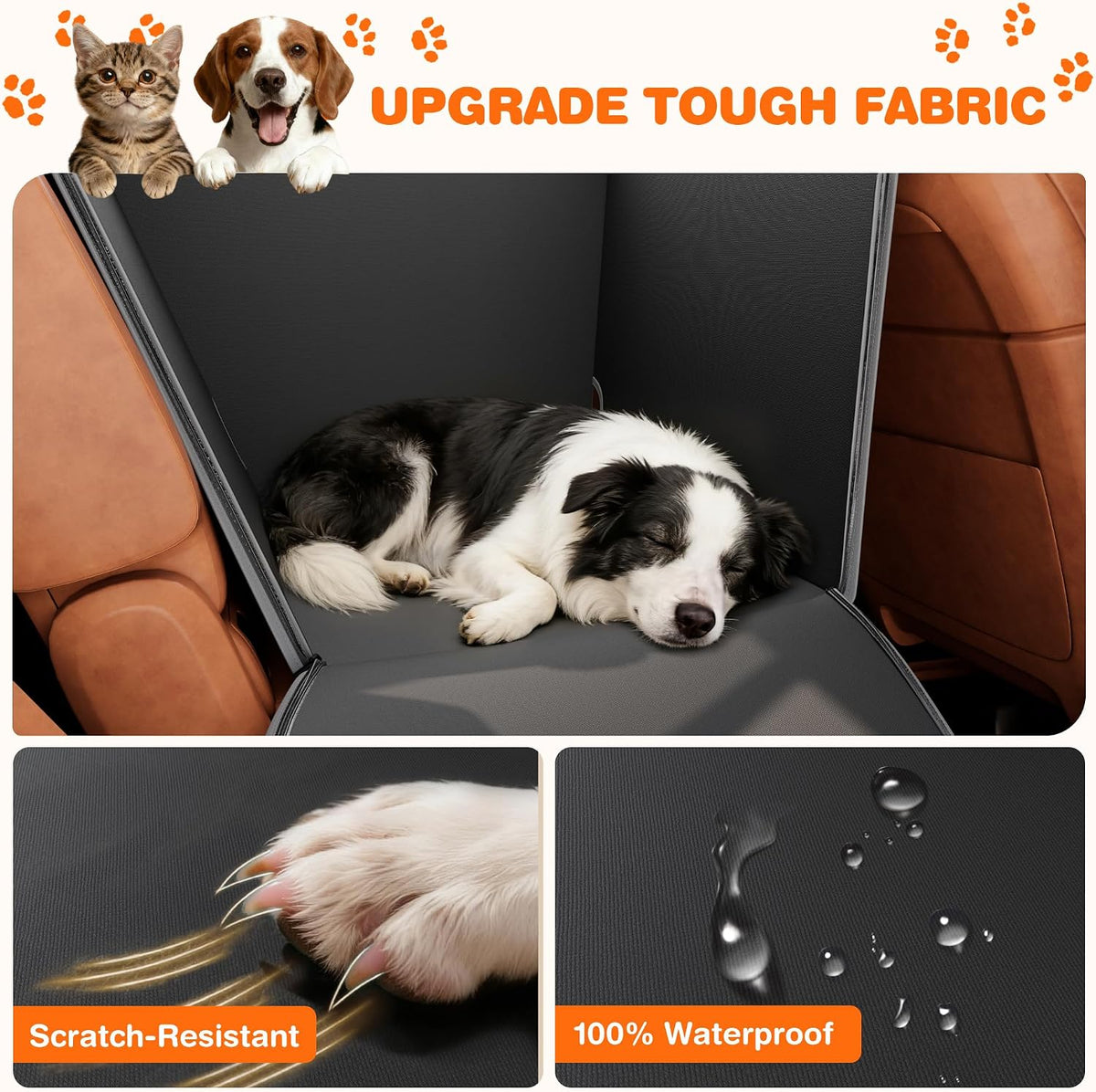 njnj Half Dog Car Seat Cover for Back Seat - Black - image 3