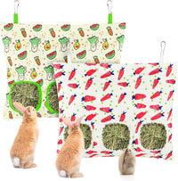 UPINS 2 Pack Guinea Pig Hay Feeder Bag - 34 x 28 cm / Red Green