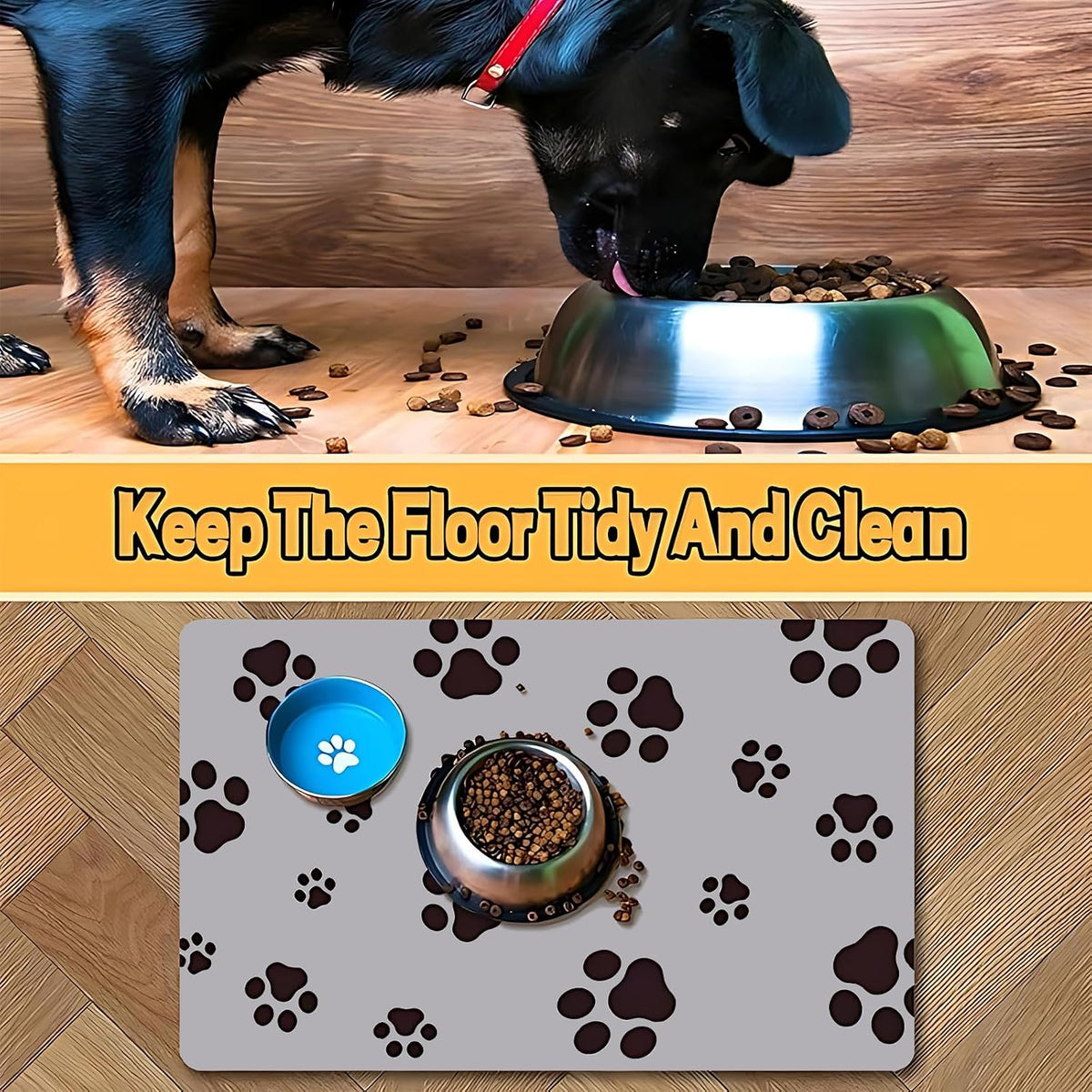 18"×30" Dog Food Mat-Absorbent Dog Mat for Food and Water - Light Gray-JY / 16"L x 24"W - image 3