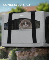 Pecute Cat Carrier Stable, Pet Carrier with Privacy Partition - Gray / 18.5"L x 12.9"W x 11.8"H - image 4