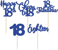 30 Pack Happy 80th Birthday Cupcake Toppers Gold Glitter Eighty - 18th / Dark Blue - image 3