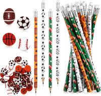 Tinlade 72 Pcs Sports Pencils and Erasers for Boys, Party Favors – Fun for Kids & Family - Sports