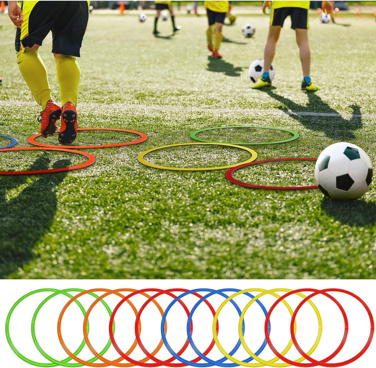 Libima 12 flat 15.8 inch exercise hoops in yellow, green, orange, blue and red - view 5