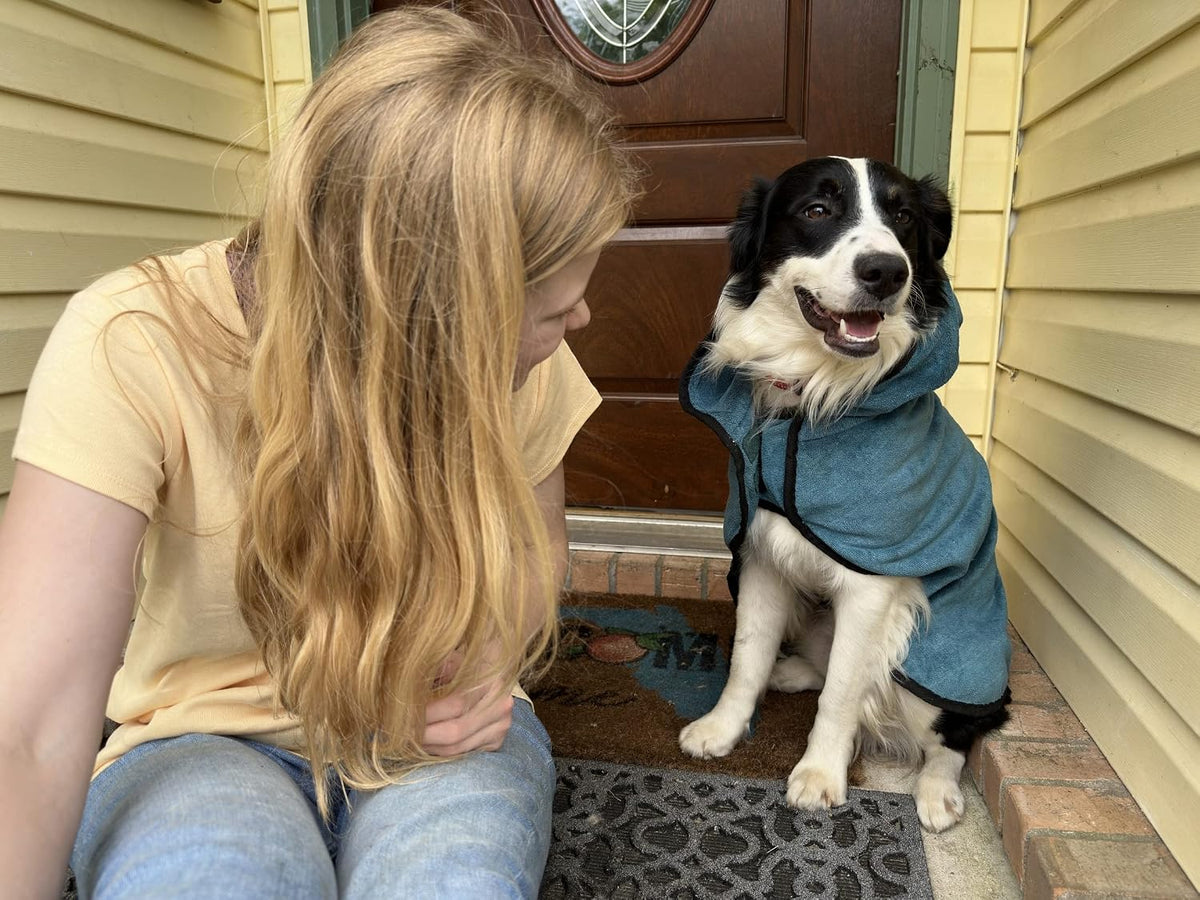 Avont Dog Bathrobe – Super Absorbent Quick-Dry Microfiber Hooded Robe – Essentials for Dogs - Blue / Small - image 2