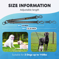 Double Dog Leash, Adjustable Length Long Leash for Dog Training - Black / 2 dog leash - image 4