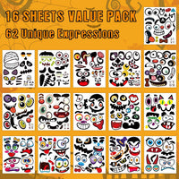 Aowplc Halloween pumpkin face stickers for kids, 32 small faces on vinyl sheets - view 4