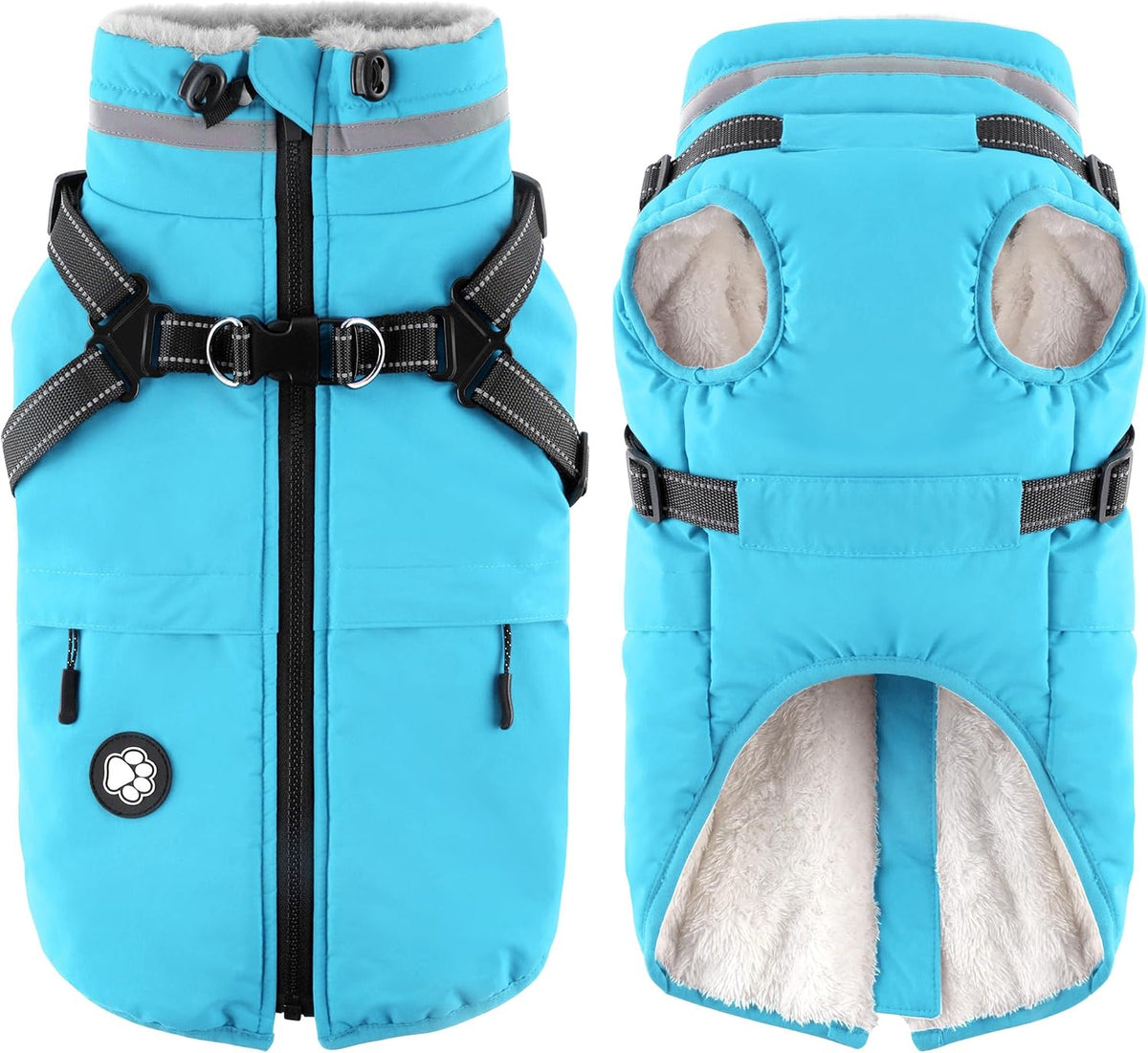 Dogcheer Dog Winter Coat with Harness - Sky Blue / Small(Chest:16.9", Back:11.8" Neck:12.5")
