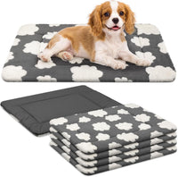 4 Pcs Dog Crate Pads Soft Warm - Rectangular 18 x 24 x 1.6 Inch / Clouds / Gray