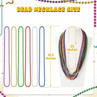 Huskein Bead Necklace, 33" Colorful Mardi Gras Beads Necklaces - 6Colors / 12 - image 2